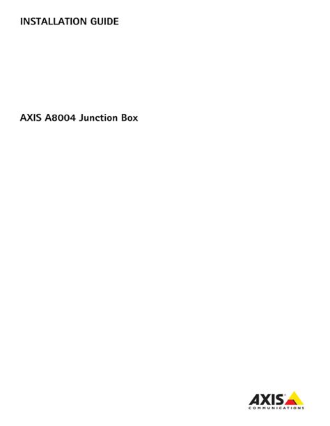 a8004 junction box|AXIS A8004 Junction Box Installation Guide .